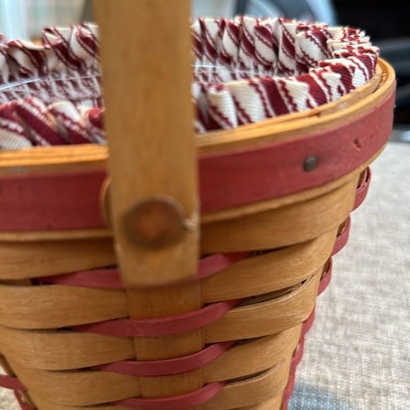 Longaberger Basket Liner Large Handle Round red 1996 Vintage Retired - Picture 12 of 13